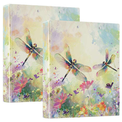 Dragonfly Round Ring Binders 1.5 Inch Flowers 3 Ring Clipboard Binder for Office School Work Supplies File Folder Document 200 Sheet Capacity Easy Open