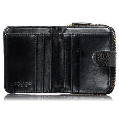 VOICE Align mini type Bi-Fold Wallet wallet Leather made by TUSCANIA in Italy Cowhide ART.GRETA Women's Elegant, easy-to-use and beautiful In gift box(Black)