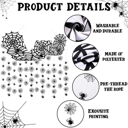 Halloween Black Spider Hanging Ceiling Decorations Spider Web Ceiling Decors Hanging Banner with Scary Cobweb Spiders Paper Garlands for Haunted House Zombie Party Decor Trunk Or Treat Celebrations