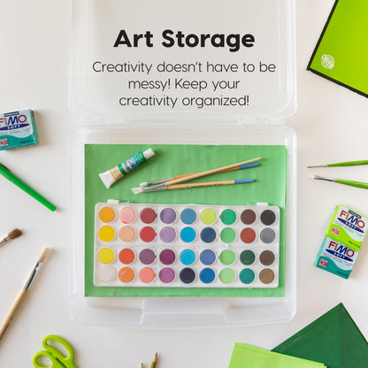 IRIS USA Board Game Storage Containers, 10-Pack |Made in USA| Organizers with Built-In Handle & Snap-Tight Lid for Puzzles, Scrapbook, and Fits 8.5" x 11" or A4 Papers, Slim - Clear