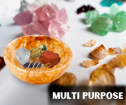 Golden Quartz Crystal Bowl - 3 Inch Decorative Bowls for Room and Home Decor - Gemstone Healing Crystals for Elegant Display, Positive Energy Balance and Gift