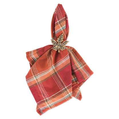 DII Autumn Pumpkin Spice Kitchen Collection Fall/Thanksgiving Cotton Table Décor, Square Napkin Set, 20x20, Orange Plaid, 6 Piece