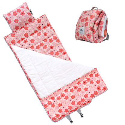 Bulkie Toddler Nap Mat - Sleep Mat for Kids Daycare and Preschool - Folds Up to Carry on Back - Poppies