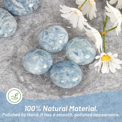 Orientrea Celestite Palm Stone-1 Pc Celestite Pocket Energy Stone, Smooth Healing Crystal Worry Stone