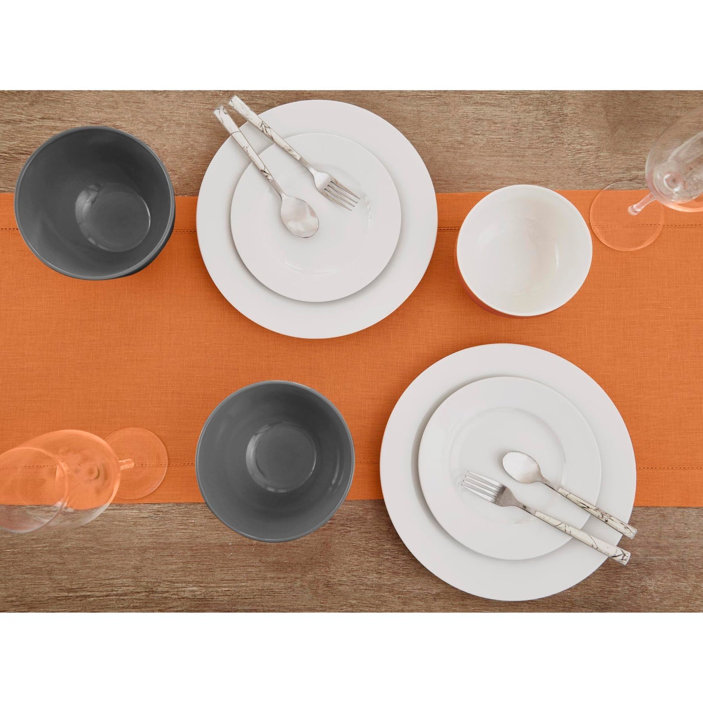 Solino Home Linen Pumpkin Table Runner 90 Inches Long - 100% Pure Linen Hemstitch 14 x 90 Inch Table Runner for Dining - Classic Hemstitch