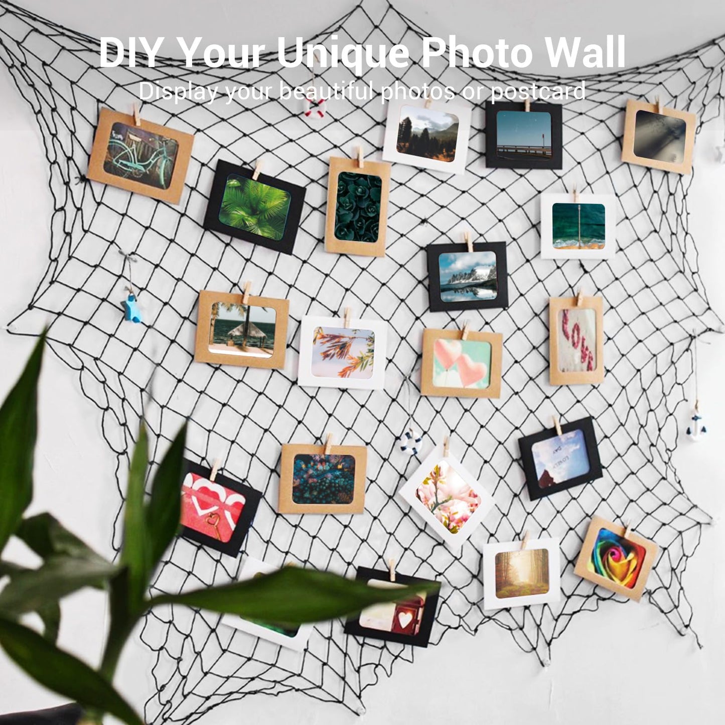 10x5 Feet X-Large Fish Net Decorations for Party - 2 Pack Black Fishing Net Decor for Halloween Gothic Pirate Party, 3mm Cotton Decorative Netting Table Runner Photo Display Backdrop Wall Decor
