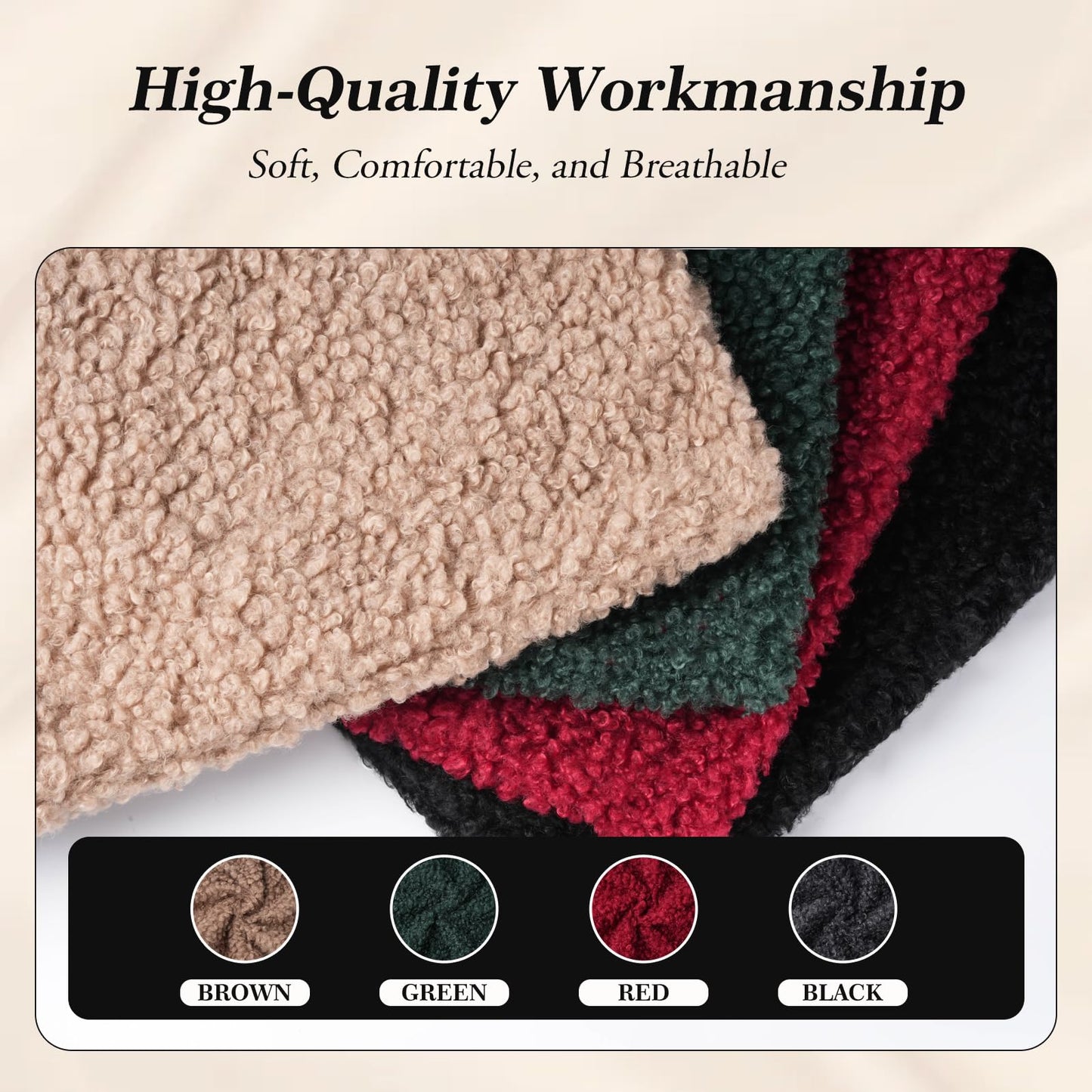 AMZWISE Pillow Covers Decorative Curly Teddy Wool 22X22 Inch Throw Pillows Set of 2 for Outdoor Garden, Boucle Textured Neutral Cushion Covers for Chair Sofa Bedroom Living Room Bed Decor, Black