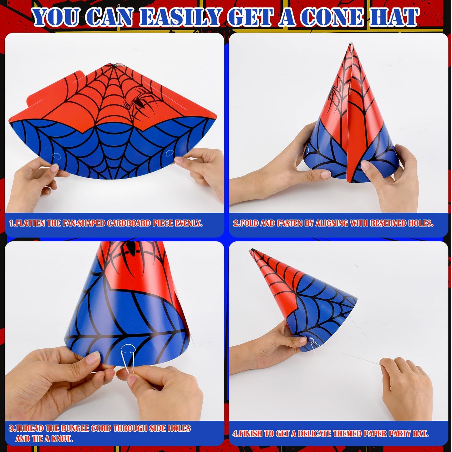 GKXMAXIWANG 24 Pcs Spider Theme Birthday Party Hats Decorations Spider Web Cone Hat Classroom Celebration Party Supplies Shower Photo Prop & Colorful Paper Party