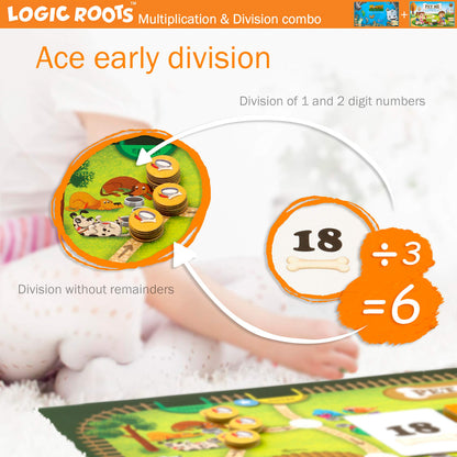 Logic Roots Two Math Games for Kids - Learn Addition, Subtraction, and Multiplication Table | Educational Games for Kids 5 and up for Kids (Pet Me + Monster Sock Factory)