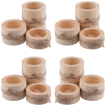 FUNSUEI 12 Pack Wooden Tea Light Candle Holders, 3 Sizes Wood Votive Candle Holder, Wood Log Candle Holders Rustic Tealight Candle Holder for Dinning Party Room Decoration