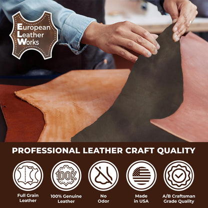 ELW 8-10 oz (3-4 mm) Skirting Veg Tan Leather | Dark Brown 1-2 SQFT| Thick Cowhide Tooling Leather Sheet for Belts, Saddle, Holster, Sheaths, Bulk Real Leather Pieces, Crafts, Remnants, Scraps USA
