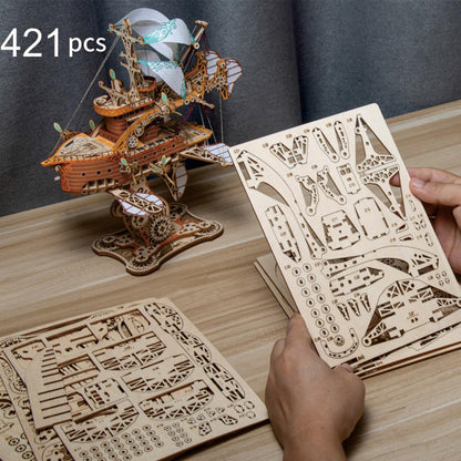 GuDoQi 3D Wooden Puzzles for Adults, DIY Fantasy Spaceship Model Kit, Educational Brain Teaser for Adults to Build, DIY Assembly Kit, Woodcraft Kit, Make Your Own Gifts for Christmas Day