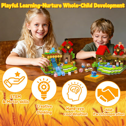 Gryxpox 200 PCS 0.8in Magnetic Blocks Set,Magnetic Building Blocks Cubes, Build Forest World Set,Stacking Magnets, STEM Sensory Toys for Ages 3+ Toddlers Kids Girl Boys Easter Birthday Gifts