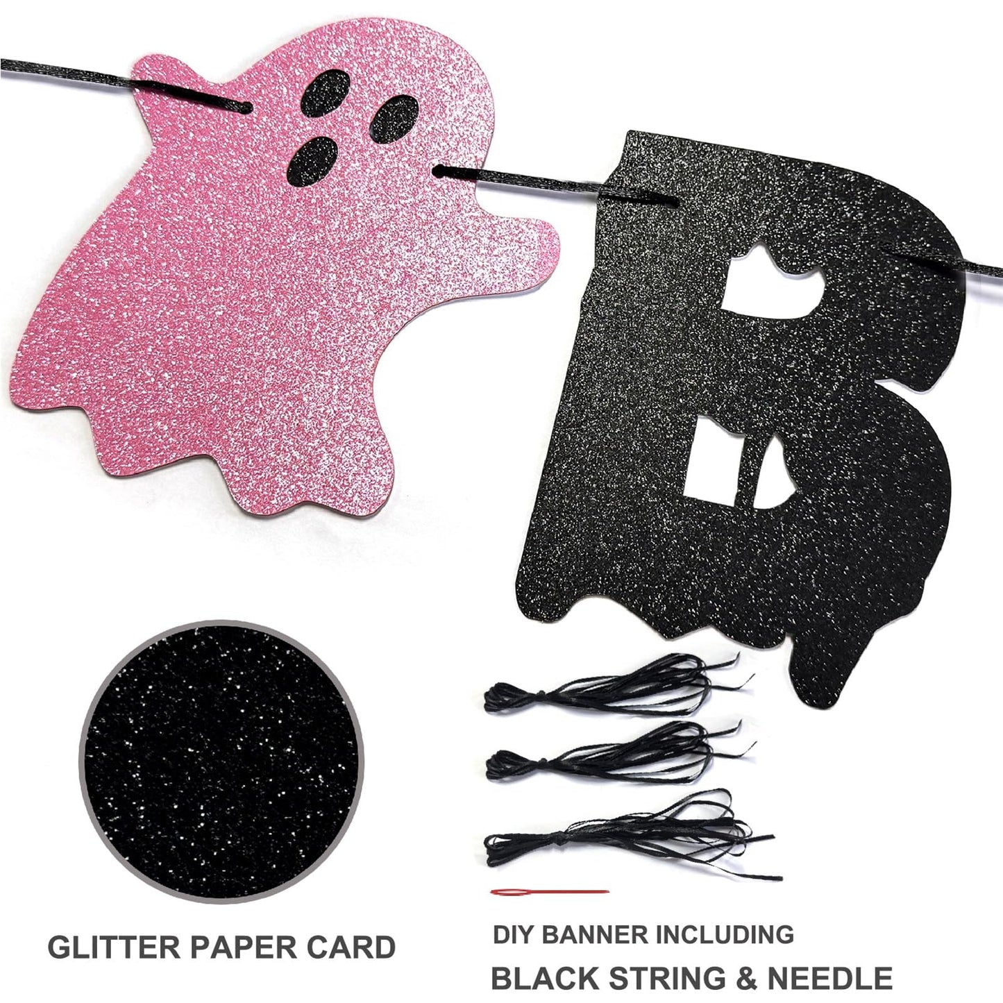 Halloween Happy Birthday Banner Garland 12in Pink Black Balloons Bat Sticker Set for Baby Shower Pink and Black Halloween Birthday Party Decorations