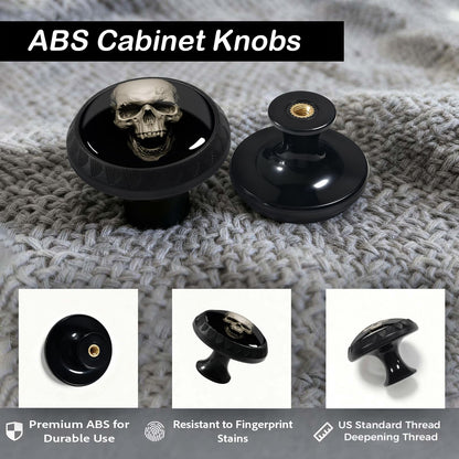 Artinhand 4 Pack Gothic White Skull Cabinet Knobs for Kitchen Bathroom