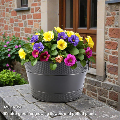 Ice Bucket for Parties Galvanized Beverage Tub, Drink Buckets Galvanized Bucket with Handles for Wine Beer Champagne Cocktails for Catering Bars(Black-1PC)