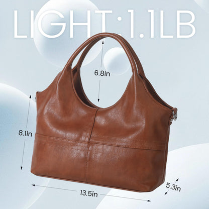 KOGTLA Vegan Leather Purses for Women with Detachable Satchel Strap, Ladies Handbags, Tote Hobo Bags with Top Handle Brown