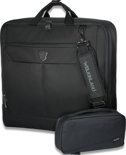 WELKINLAND 3-Suits Garment Bag for Travel with Toiletry Bag, 30L-Large Suit Carry On Garments Bag for Travels, 15-Pockets Suits Holder Travel Bags, Wrinkle-Free Suit and Dress Garment Bag for Travels