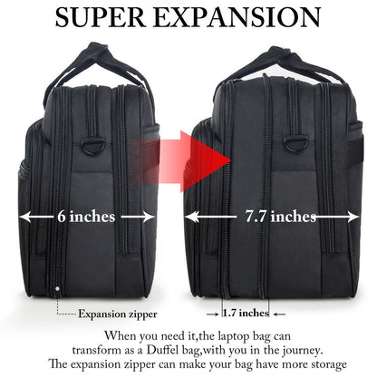 Ytonet Laptop Briefcases for Men, 17 Inch Expandable Briefcase Computer Bags for Laptop for Men, Water Resistant Multi Compartments Men's Work Bag with Luggage Strap for Bussiness Travel, Black