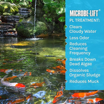MICROBE-LIFT PL Pond Bacteria and Outdoor Water Garden Cleaner, Safe for Live Koi Fish, Plant Life, and Decor, 5 Gallons