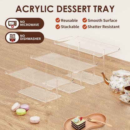 HeiMma 3 Pack Dessert Table Display Set, Clear Acrylic Desert Stands Buffet Risers for Cupcakes Dessert Pastry Food Treat Tier Cookie Dessert Platter Serving Trays Stand for Wedding Birthday Party