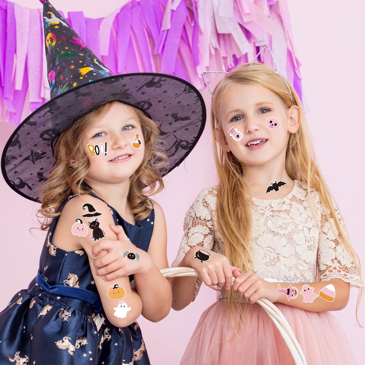 JarThenaAMCS 500Pcs Halloween Pink Foam Stickers Cute Cartoon Ghost Boo Pumpkin Self-Adhesive Sticker Decals for DIY Art Craft Birthday Baby Shower, 15 Designs