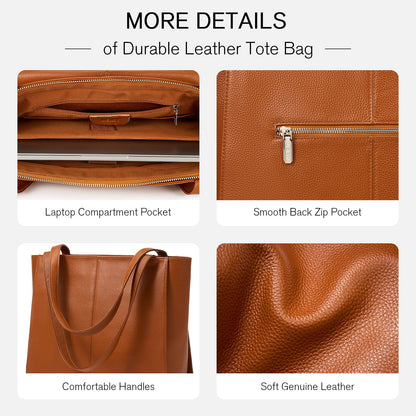 UEIRY Genuine Leather Tote Bag for Women, Large Women's Leather Shoulder Bags, Designer Tote Purses Satchel with Compartments Handbags