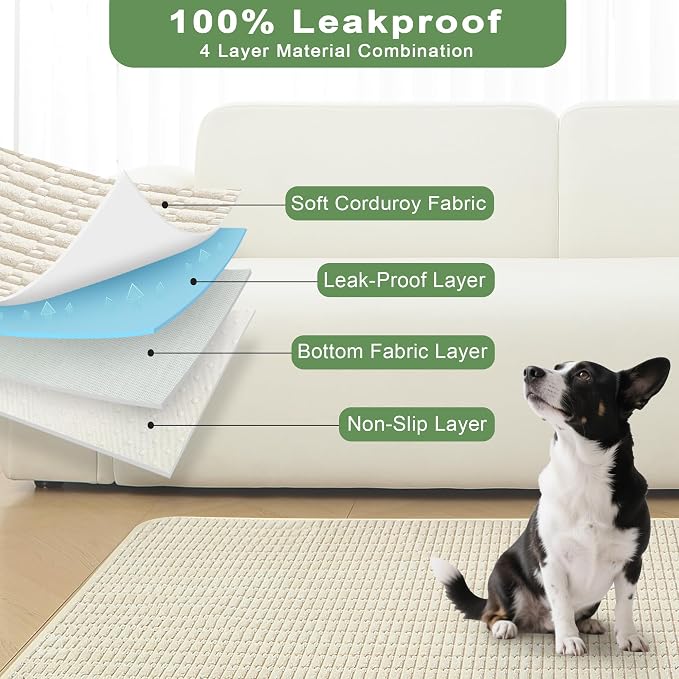 Washable Pee Pads for Dogs, Reusable Puppy Pads Dog Pads, Non-Slip Dog Pee Pads, Leakproof Pet Pee Pads Wee Wee Pads for Dogs. (Cream White, 60"x82"(Pack of 1))