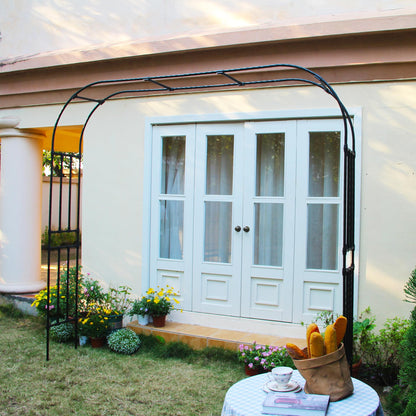 SCENDOR Arch for Climbing Vines Garden Arbor 94.5" H x 98.4" W Lightweight Metal+PE Coated Archway Trellis Flower Frame Plants Vine Frame Rose Support Outdoor Easy to Assemble, Black