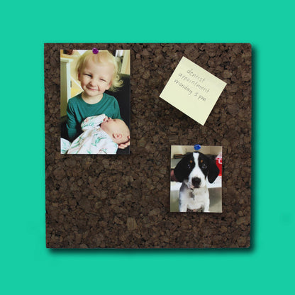 Flipside Products 12" x 12" x 9.5mm Thick Dark Brown Cork Squares, Wall Tiles, Square Pinning Cork Board, Bulletin Board Mini Wall Board - 4 Pack