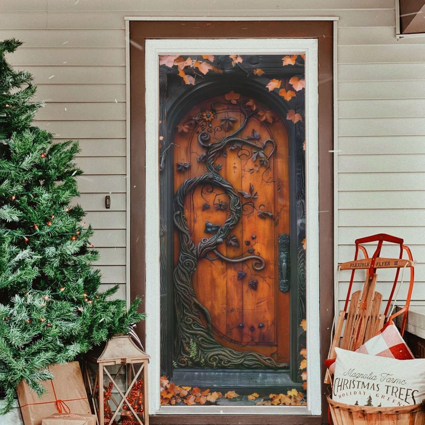 Burbuja Halloween Decoration - Stretch Fabric Backdrop Door Porch Covers for Home Party Holidays, 32x79 in