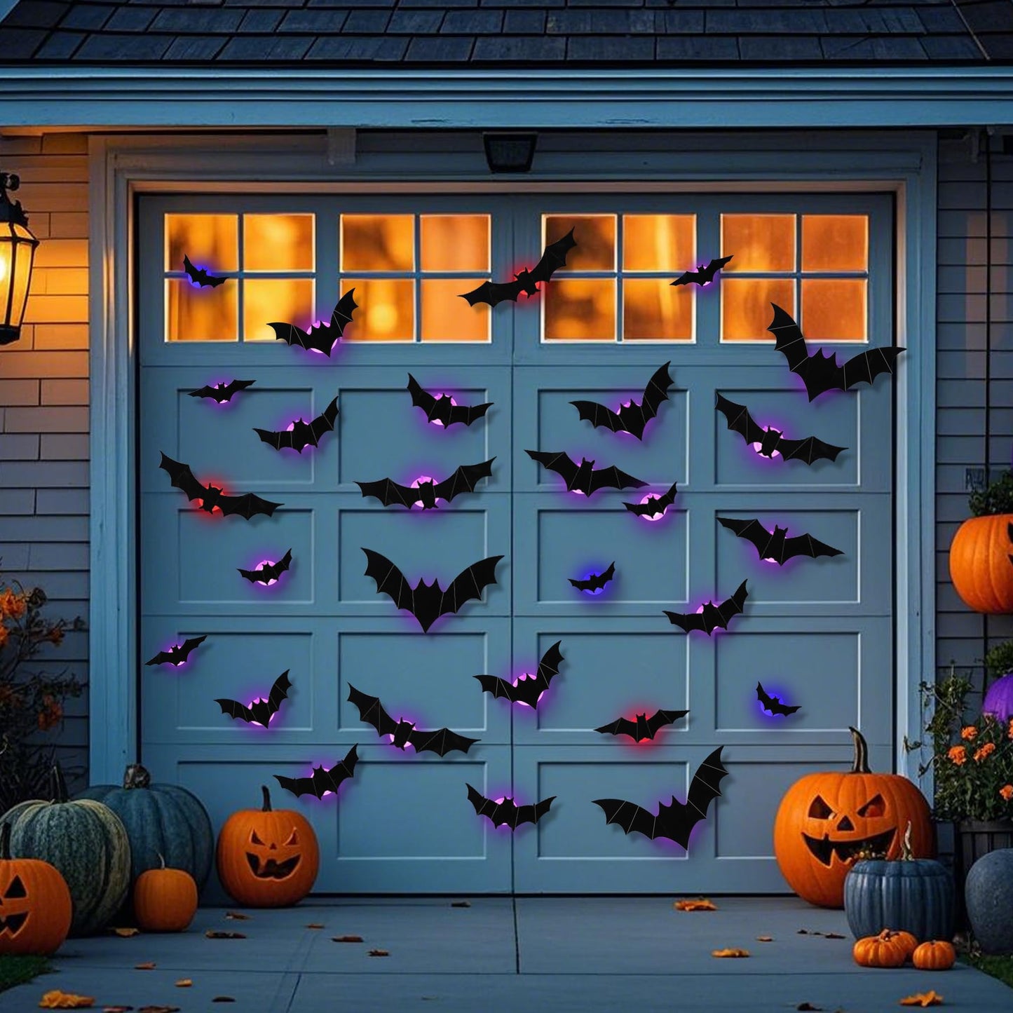 Ghost Garland&Light Up Halloween Bat Wall Decor
