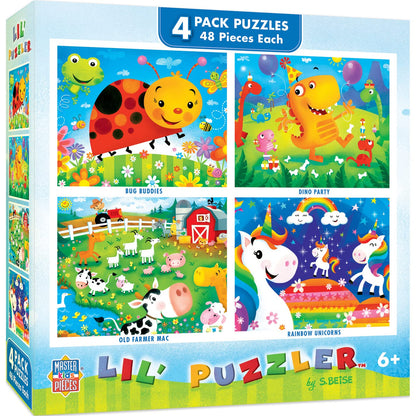 MasterPieces – Jigsaw Puzzle Set for Kids 6+ Years, 4-Pack of 48 Pieces, Educational and Fun Game, Lil Puzzler Collection, Gift Idea for Children, 8" x 10"