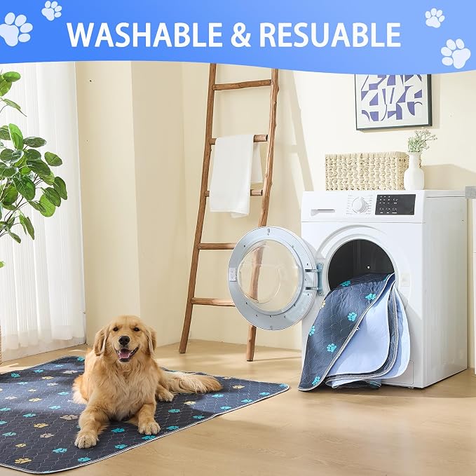 Washable Pee Pads for Dogs, 2 Pack Large 48"x48" Ultra-Absorbent and Leak-Proof Non-Slip Potty Training Pads, Fast Absorbent Pet Whelping Pads, Puppy Playpen Mat for Incontinence, Housebreak, Crate