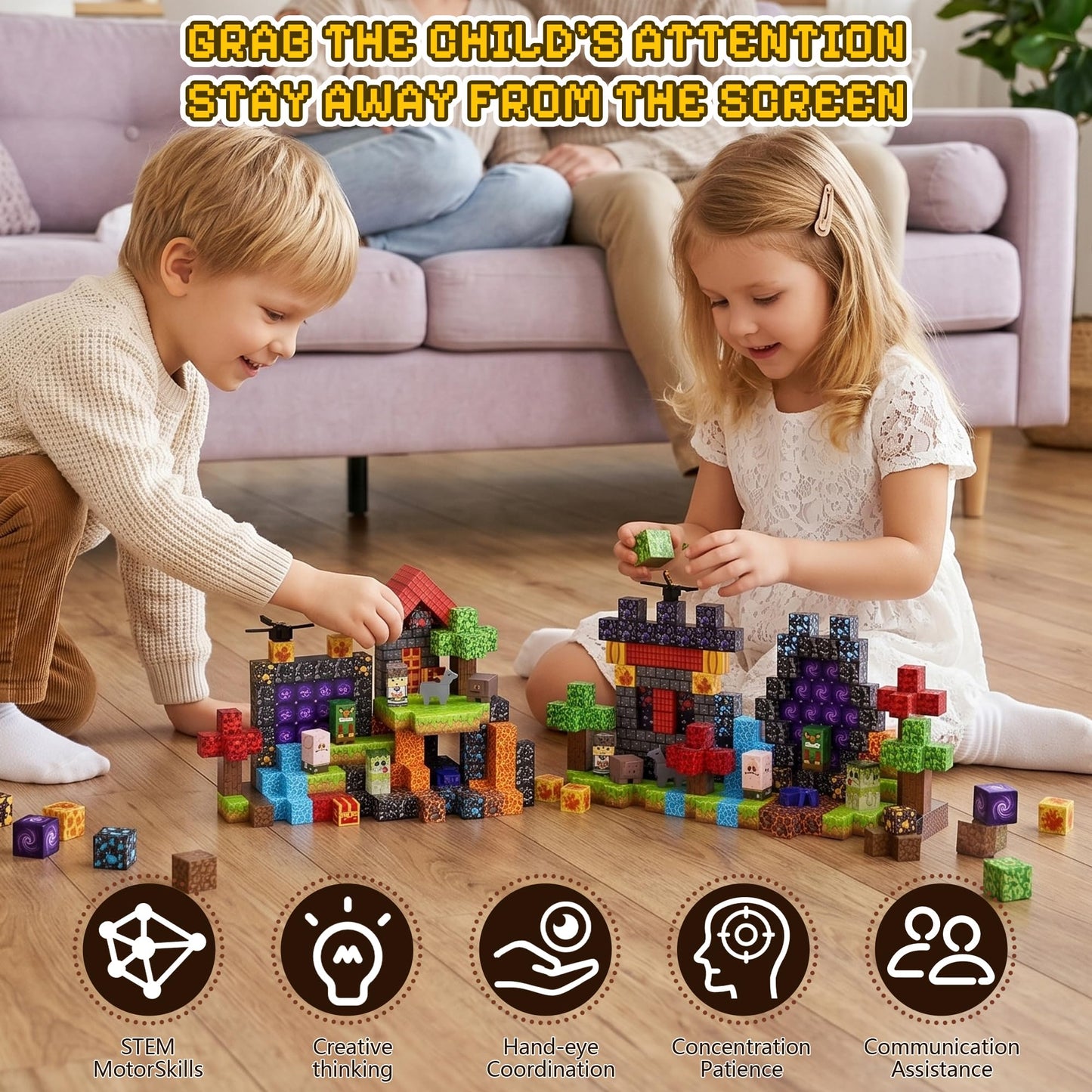 Fitrobust 200PCS Magnetic Blocks, Magnetic Building Blocks, 0.78in Magnetic Building Cubes, STEM Game Stacking Toys for Kids, Birthday Gifts for Boys and Girls Age 3+ Years Old
