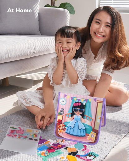 CHEFAN Felt Dress-Up Dolls Set, Pretend Play Dress Up Game with Felt Board, Outfit and Accessory Pieces, Preschool Graduation Gift for Girls Age 3+