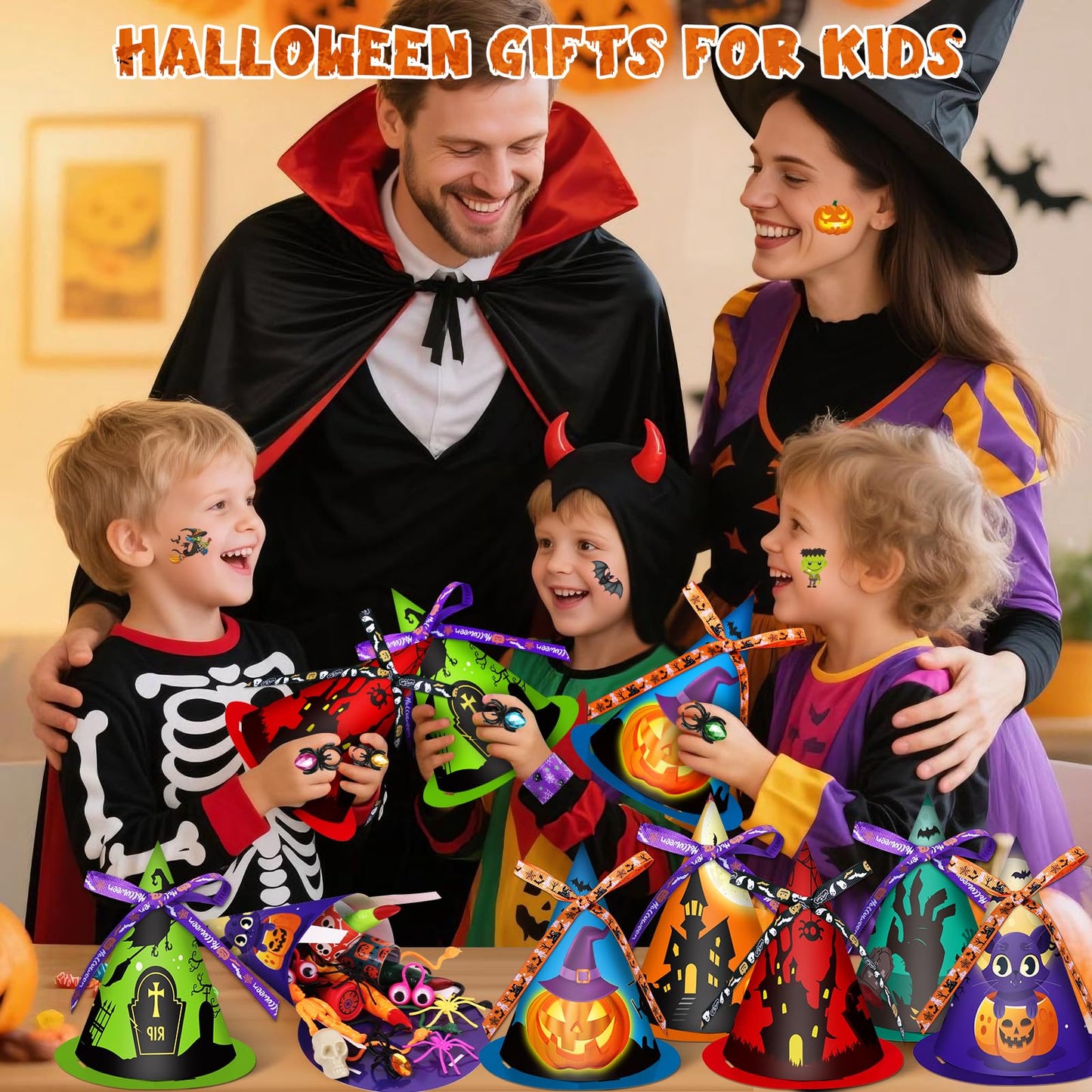234 PCS Halloween Party Favors for Kids,24 Pack Witch Hat Shaped Goodie bag Stuffers with Non-Candy Trick Or Treat Toys Bulk,Goodie Bags Basket Stuffers,Classroom Favors Gifts for Boys Girls