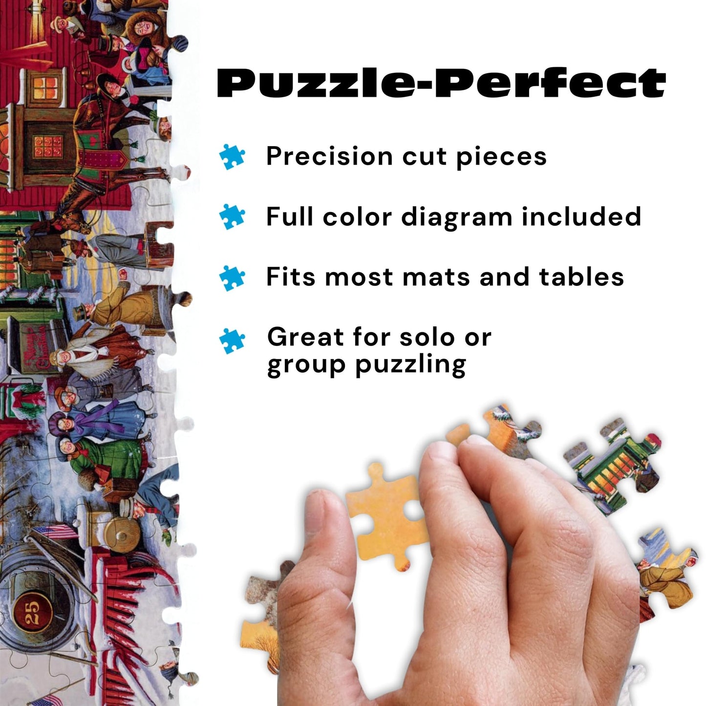 Buffalo Games – Charles Wysocki - Whistle Stop Christmas- 1000 Piece Holiday Jigsaw Puzzle - Festive Puzzles for Adults – Precision-Cut Pieces, Winter Artwork, Hours of Relaxing Fun