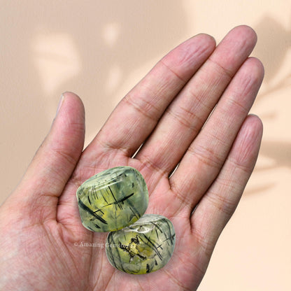 Amazing Gemstone Prehnite Crystals and Healing Stones Tumbled - 1 oz Prehnite Stone Gem Stones, Natural Healing Stones for Energy Balance, Stress Relief - Premium Polished Gems Rocks for Meditation
