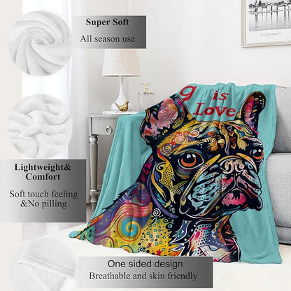 French Bulldog Blanket Pop Art Dog Throw Blankets,Birthday Gifts for Kids Adult Women & Pet Lovers,Lightweight Soft Fleece,for Sofa Couch Bed Room Farmhouse Art Decor 40x50in