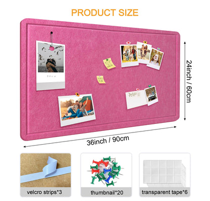 Yunihome Large Bulletin Board - Foldable 36x24 Inches Cork Board Alternative with 20 Push Pins, 3' x 2' Self-Adhesive Felt Bulletin Board for Wall, Home Office Classroom Decor