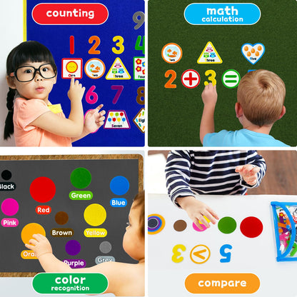PENGFULL Felt Learning Numbers,44 Felt Flannel Board Pieces,Math Addition and Subtraction Colors Learning for Kindergarten,Preschool,Toddlers