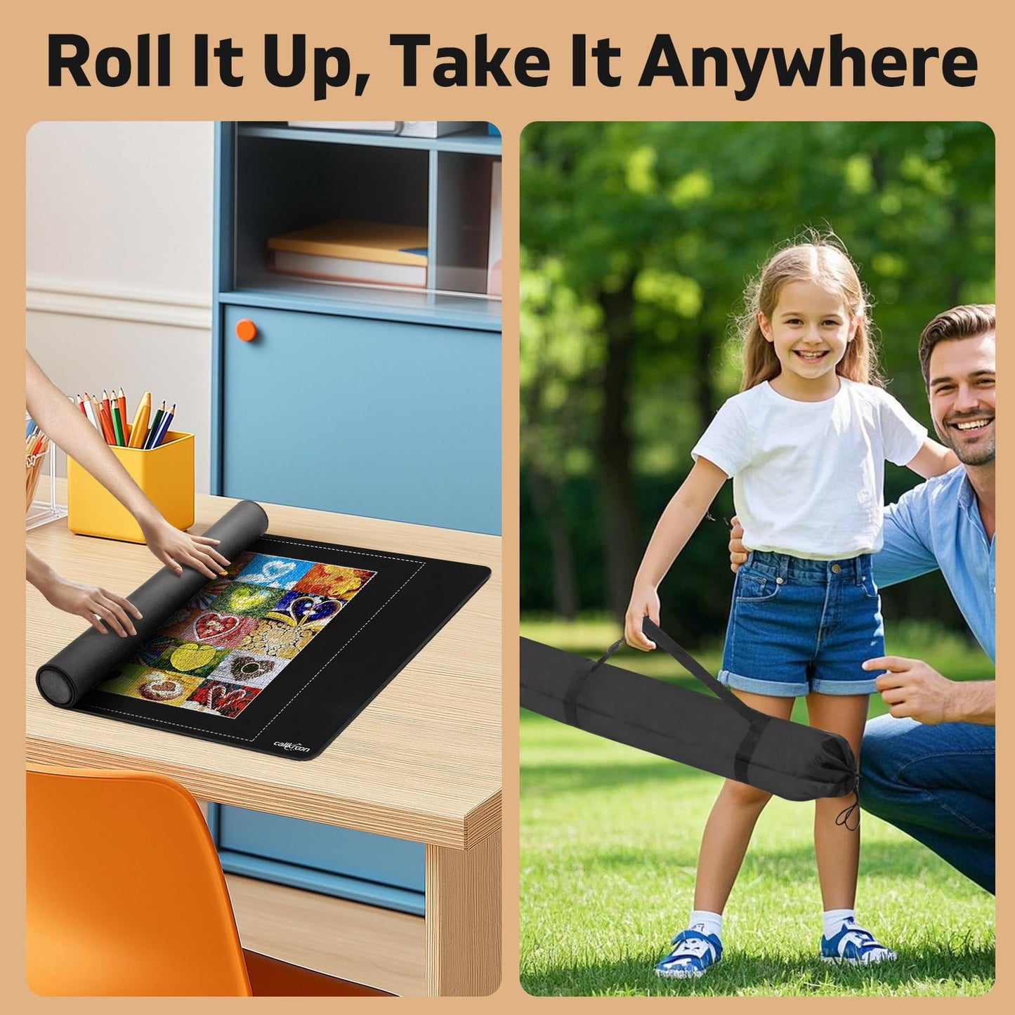 Callkroon 1500-piece Rubber Puzzles Mat – 1 Non-Slip Puzzle roll up, 1 roll of Jigsaw Saver (78 inches x 11.8 inches), 4 Sorting Trays – is The for Adults and Puzzle Enthusiasts.