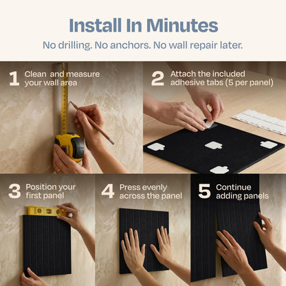 Ekkogo X-Large Cork Board Alternative 12-Pack Felt Bulletin Board Thick and Decorative Pin Board for Home Office Walls 47.24 x 35.43 Inches with 72 Adhesive Tabs - [Deep Black]