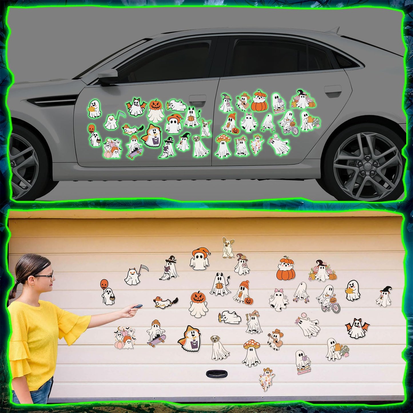 Motipuns 30 Pcs Halloween Diamond Painting Magnets Kits Diamond Art Fridge Magnet Refrigerator Sticker for Beginners Kid Adults Home Decors DIY Art Craft Gifts (Scary)