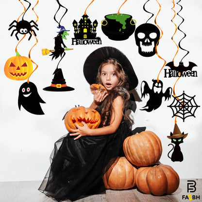 Halloween Swirls and Honeycombs - Pack of 61 | Halloween Centerpieces for Tables, Hanging Decorations, Hanging bat