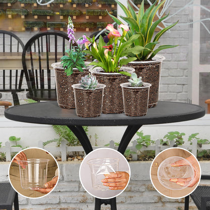 JNYONG 60 Pack 3.5/4/5/6/7 Inch Clear Nursery Pots with Drainage Hole,Variety Sizes Seed Starting Pots Transparent Plastic Plant Pots for Plants Transparency with 50 Plant Labels