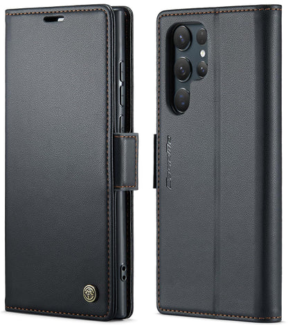 SINIANL Samsung Galaxy S24 Ultra Wallet Case with RFID Blocking, Samsung S24 Ultra Case Wallet for Women Men Card Holder Magnetic Clasp Kickstand Leather Book Folio Case for Galaxy S24 Ultra Black