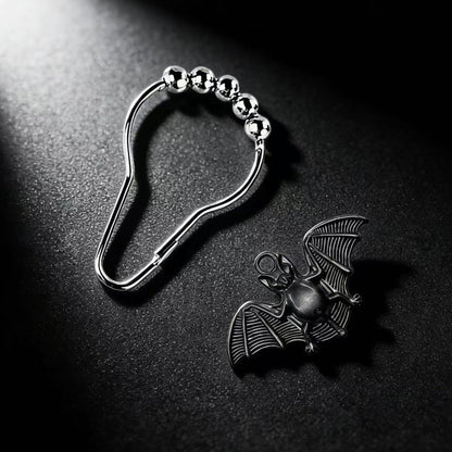 ZILucky Set of 12 Bats Shower Curtain Hooks Rings Halloween Party Supplies Haunted House Decoration Stainless Steel Rustproof (Black-Bat)