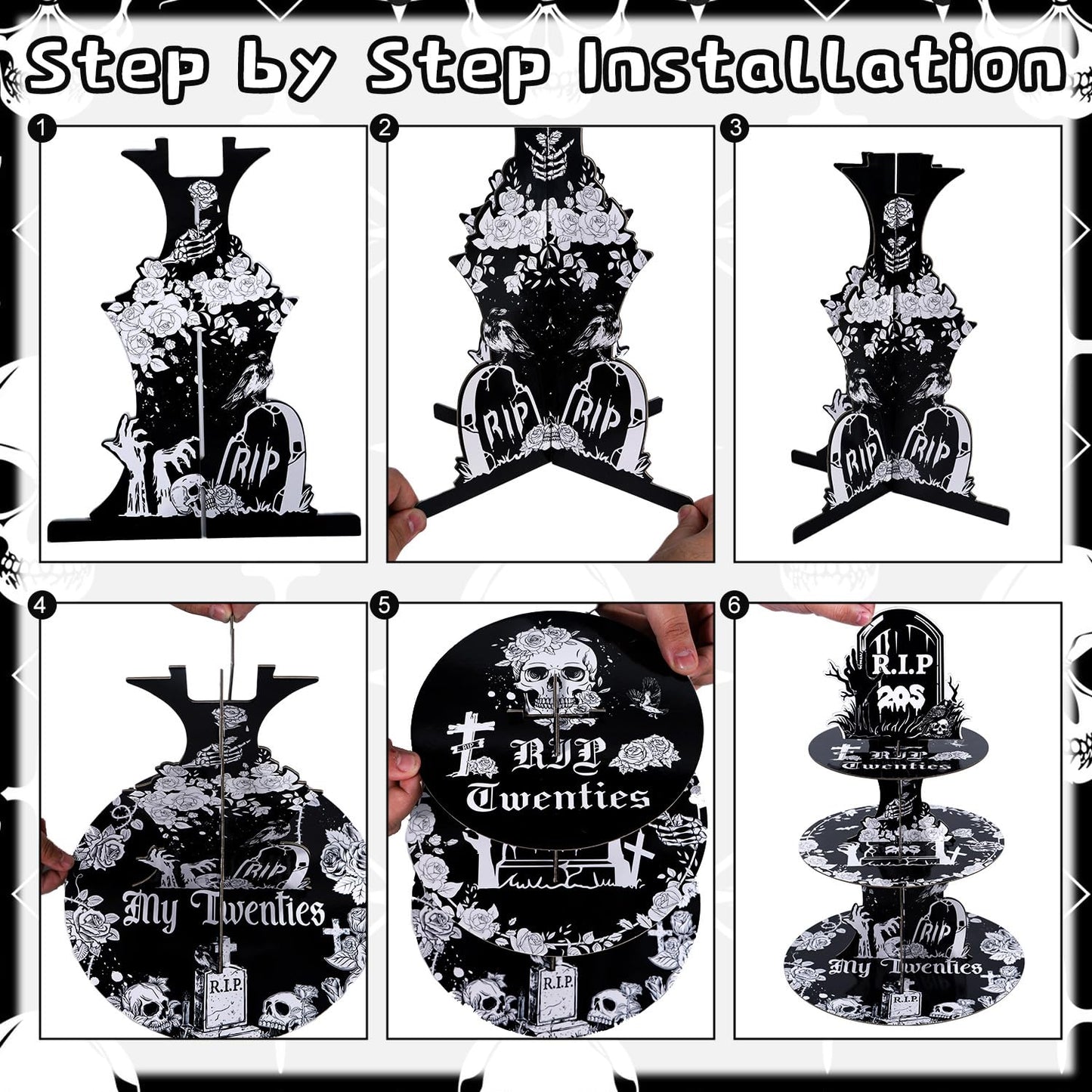 Keluna Death to My 20s Decorations - Party Supplies Rip to My 20s Birthday Decorations Reusable 3 Tier Cupcake Stand Dessert Tower Holder for Rip 20 Birthday Decorations